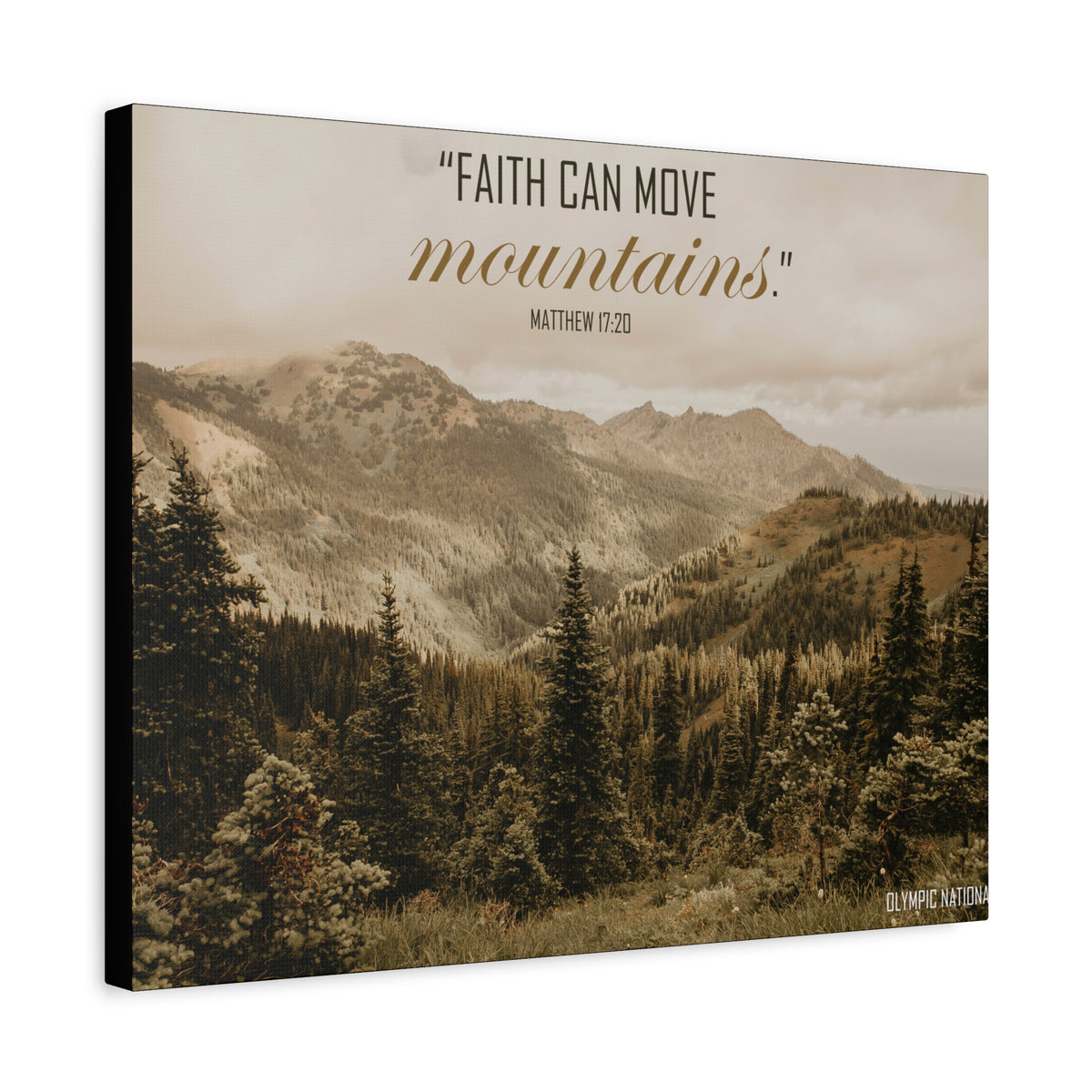 Scripture Canvas Faith Can Move Matthew 17:20 Christian Wall Art Bible Verse Print Ready to Hang