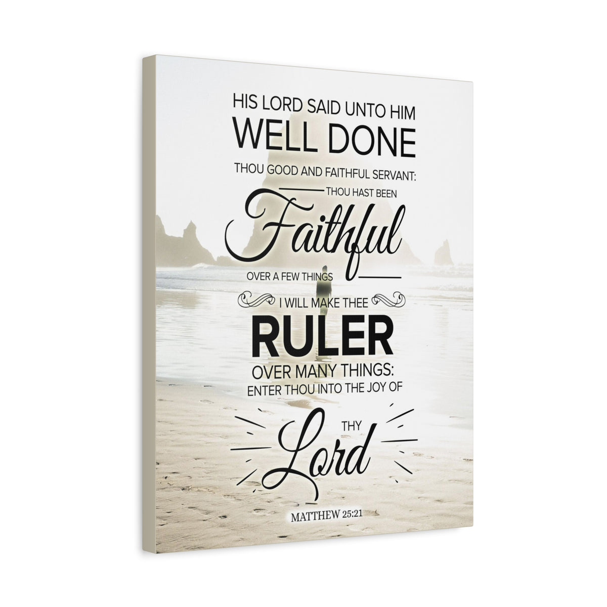Scripture Canvas Ruler Matthew 25:21 Christian Wall Art Bible Verse Print Ready to Hang