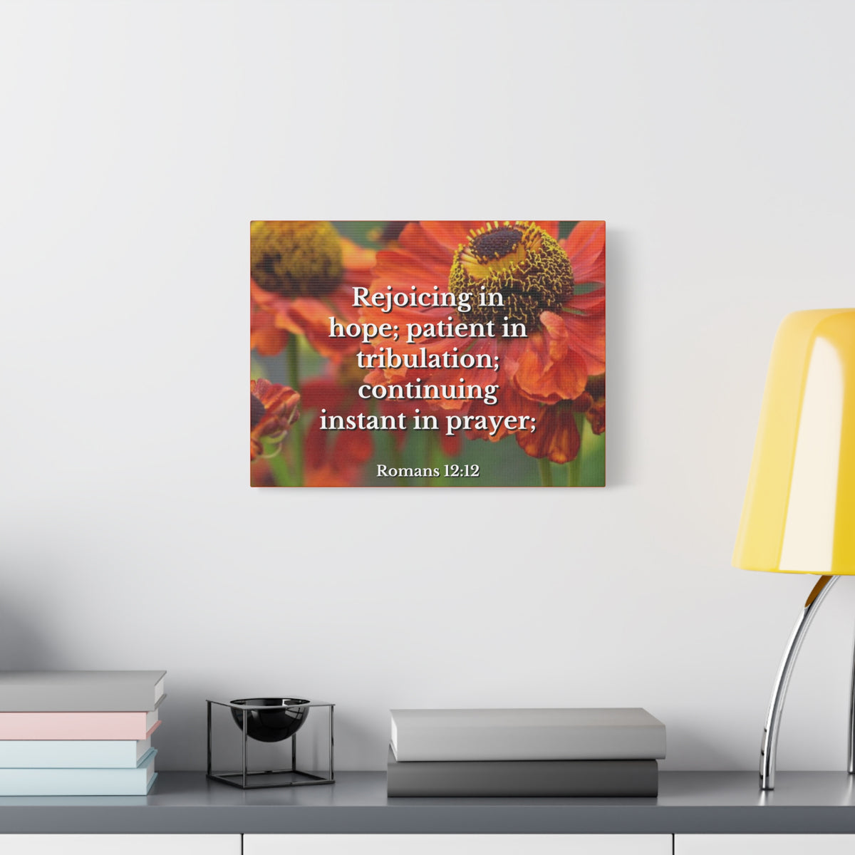 Scripture Canvas Rejoicing In Hope Romans 12:12 Christian Wall Art Bible Verse Print Ready to Hang