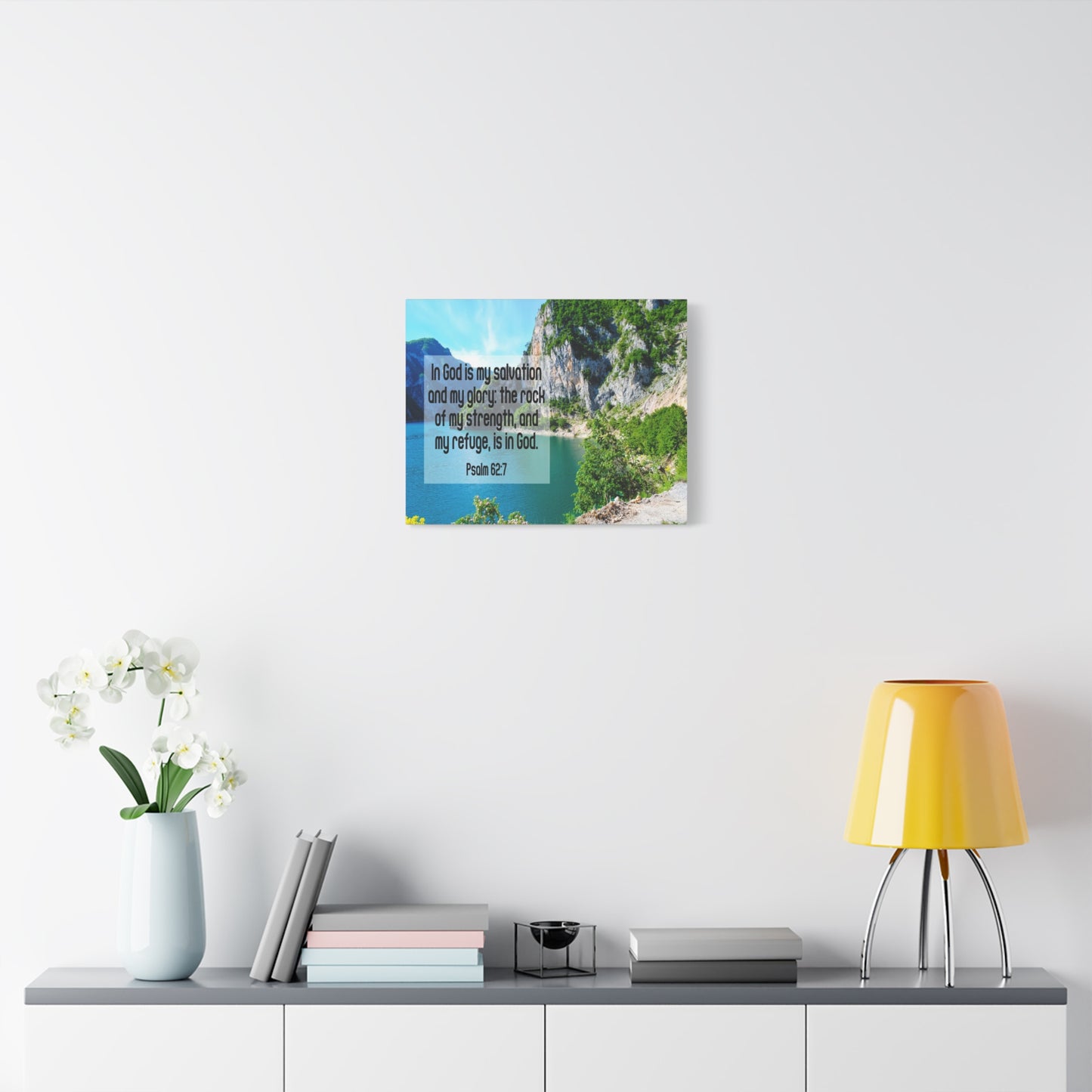 Scripture Canvas In God is My Salvation Psalm 62:7 Christian Wall Art Bible Verse Print Ready to Hang