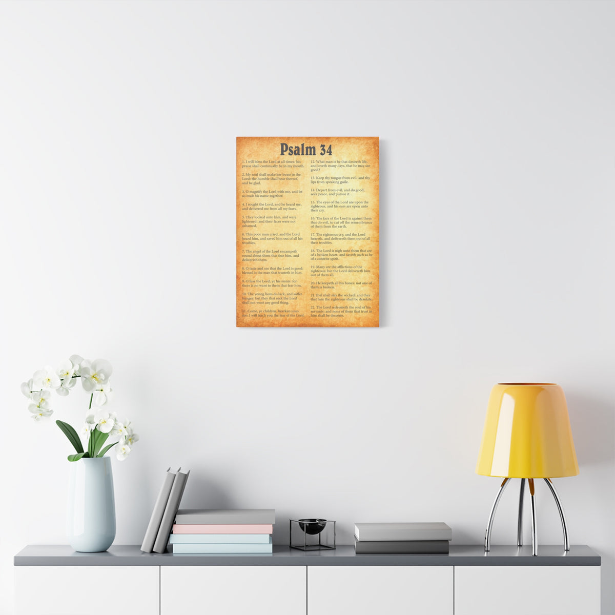 Scripture Walls Psalm 34 Gold Bible Chapter Canvas Christian Wall Art Ready to Hang