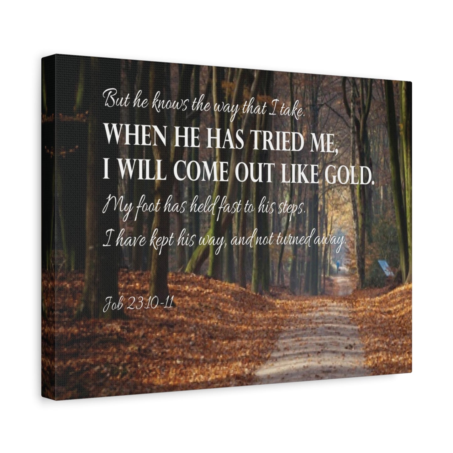 Bible Verse Canvas Come Out Like Gold Job 23:10-11 Scripture Wall Art Christian Home Decor