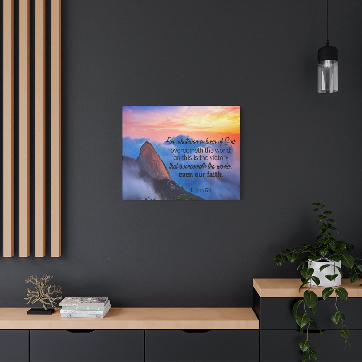 Scripture Canvas Born of God 1 John 5:4 Christian Wall Art Bible Verse Print Ready to Hang
