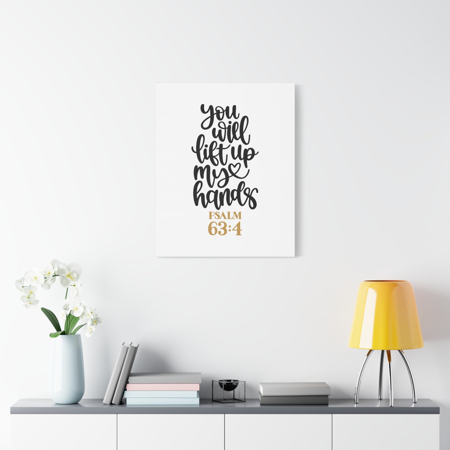 Scripture Canvas Lift Up Psalm 63:4 Christian Wall Art Bible Verse Print Ready to Hang