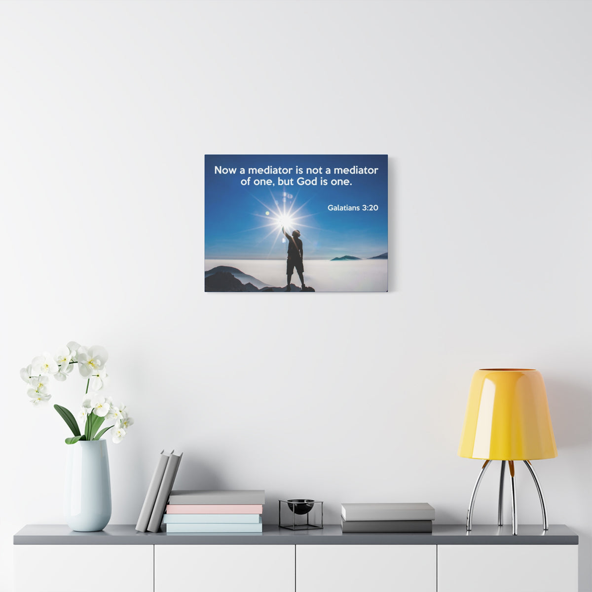 Scripture Canvas God is One Galatians 3:20 Christian Wall Art Bible Verse Print Ready to Hang