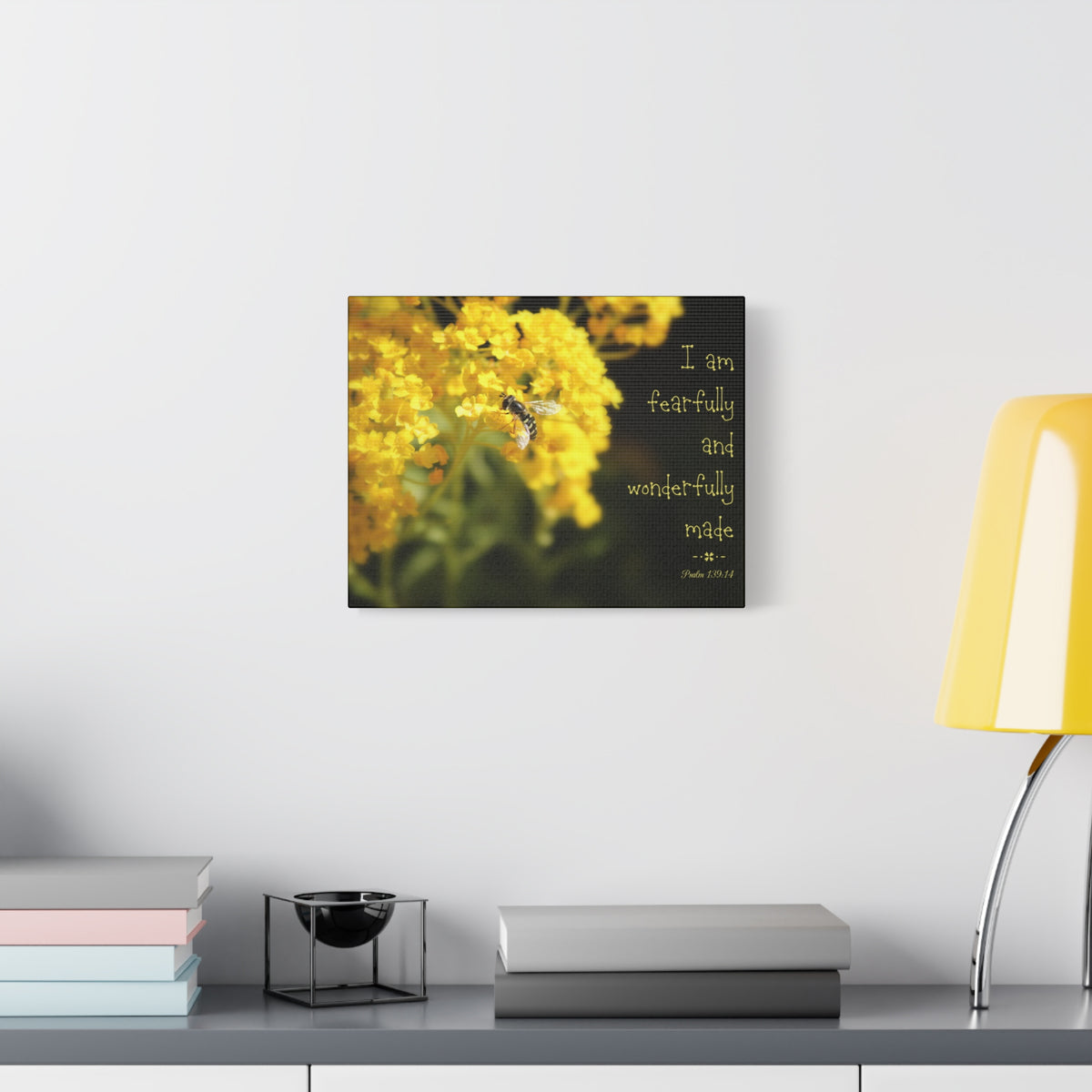 Scripture Walls Wonderfully Made Psalm 139:14 Bee Bible Verse Canvas Christian Wall Art Ready to Hang