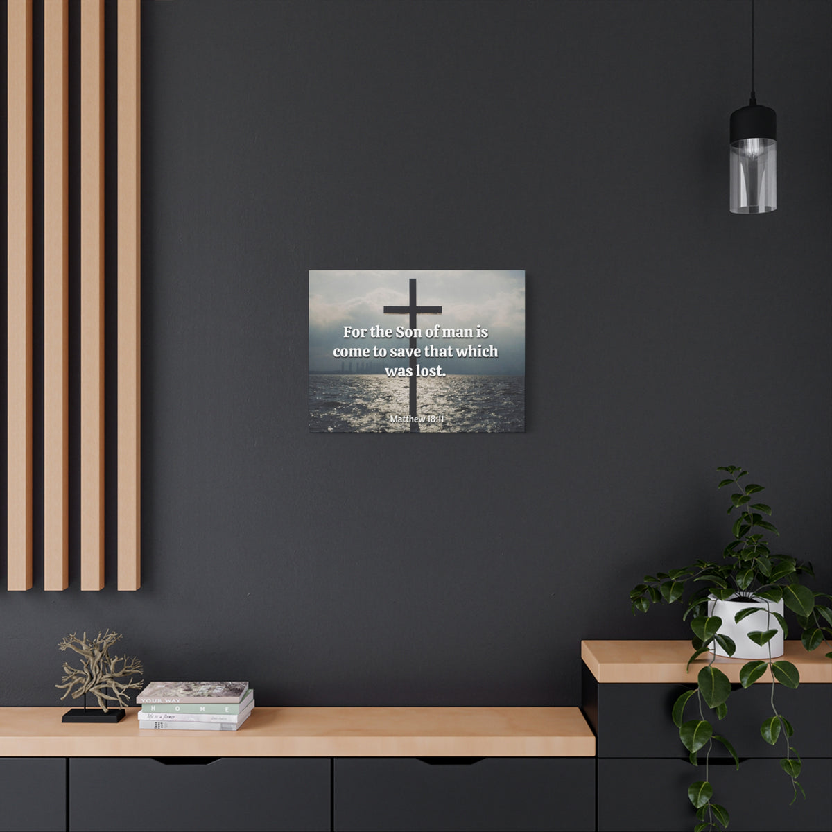 Scripture Canvas Christ Saves Matthew 18:11 Christian Wall Art Bible Verse Print Ready to Hang
