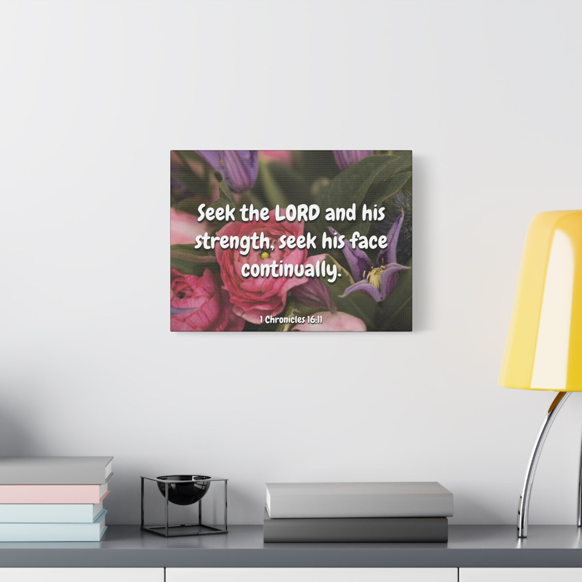 Scripture Canvas Seek The Lord 1 Chronicles 16:11 Christian Wall Art Bible Verse Print Ready to Hang