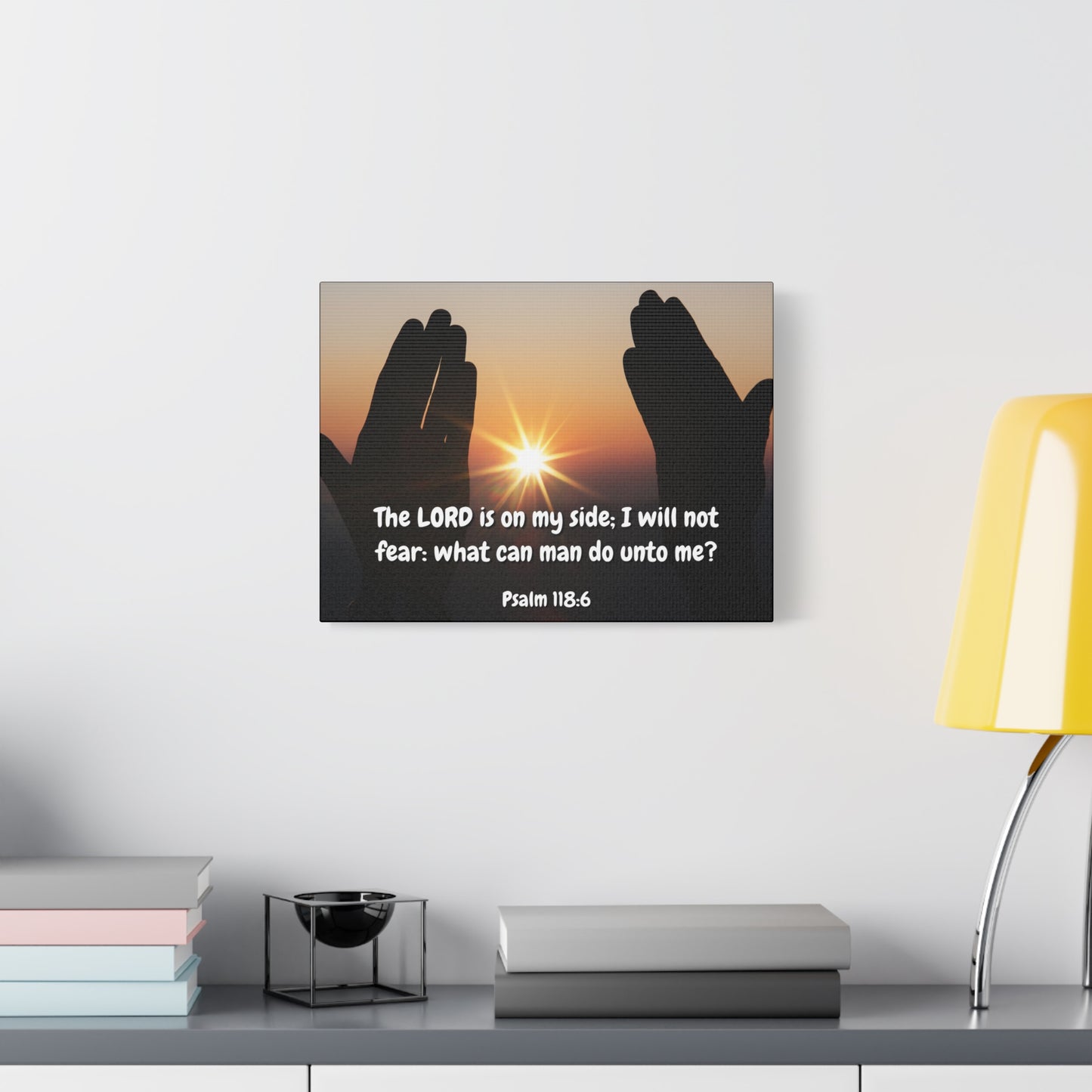 Scripture Canvas God Is On My Side Psalm 118:6 Christian Wall Art Bible Verse Print Ready to Hang