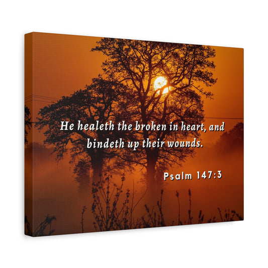 Scripture Walls He Healeth Psalm 147:3 Bible Verse Canvas Christian Wall Art Ready to Hang