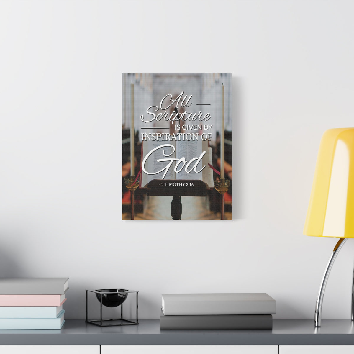Scripture Canvas All Scripture 2 Timothy 3:16 Christian Wall Art Bible Verse Print Ready to Hang