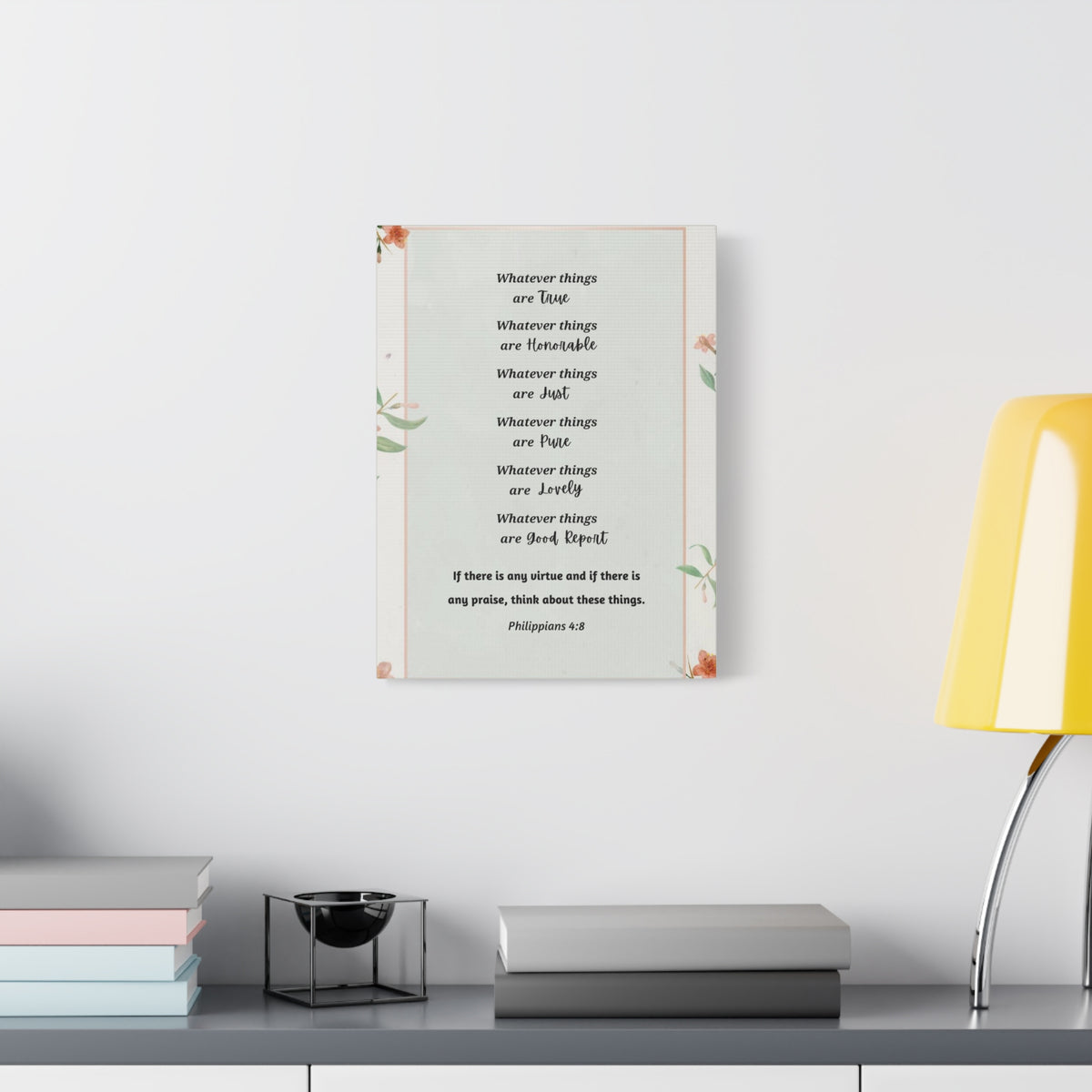 Scripture Canvas Whatsoever Things Are Philippians 4:8 Christian Wall Art Bible Verse Print Ready to Hang
