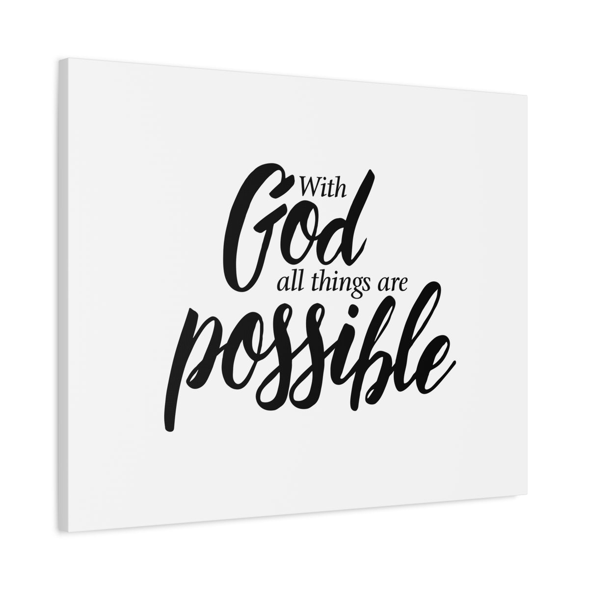 Scripture Canvas With God All Things are Possible Christian Wall Art Bible Verse Print Ready to Hang