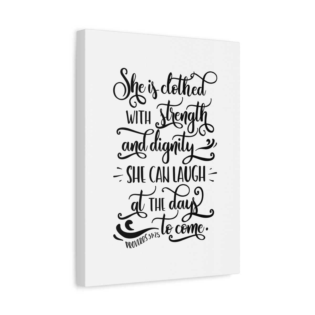 Scripture Canvas With Strength Proverbs 31:25 Christian Wall Art Bible Verse Print Ready to Hang