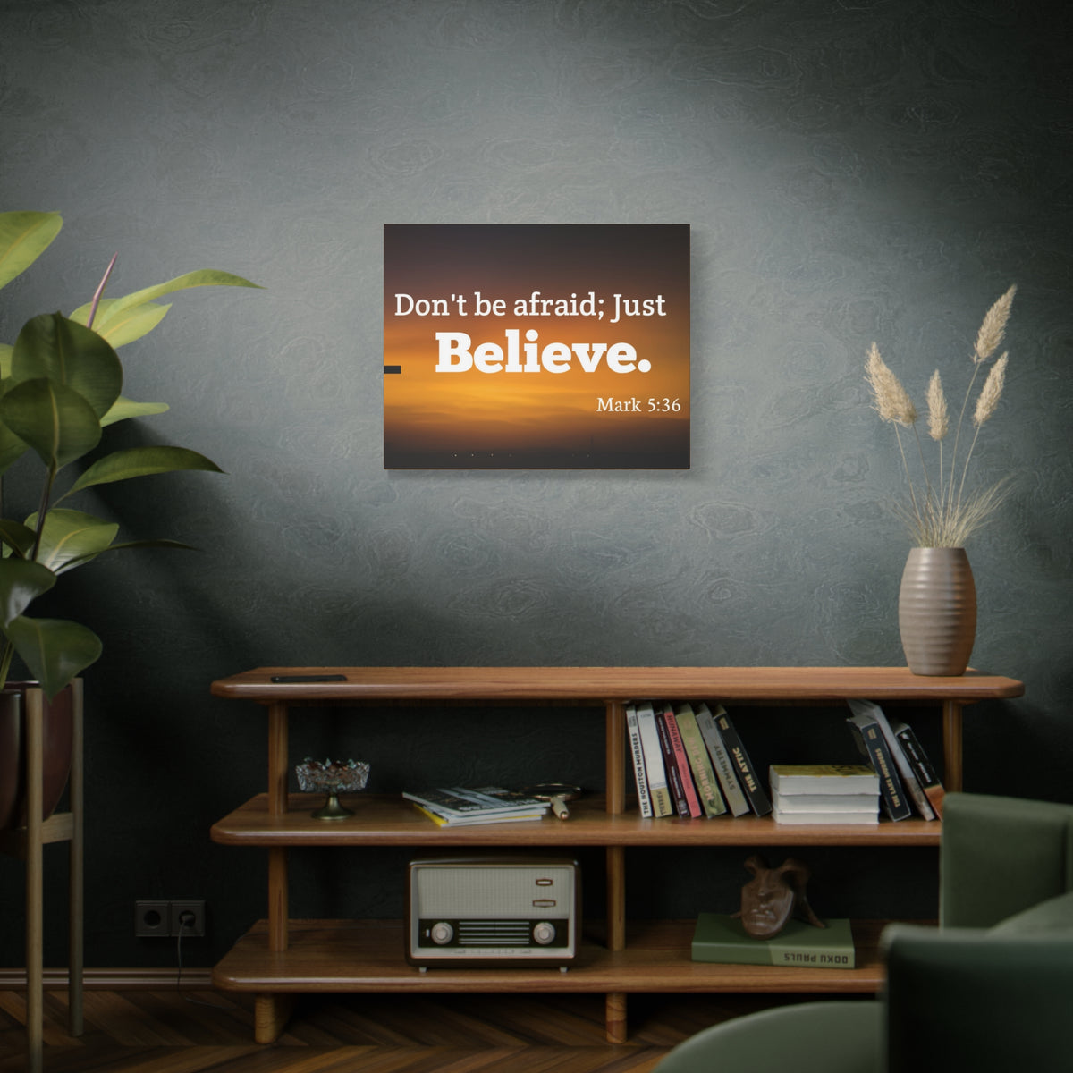 Scripture Canvas Believe Mark 5:36 Christian Wall Art Bible Verse Print Ready to Hang