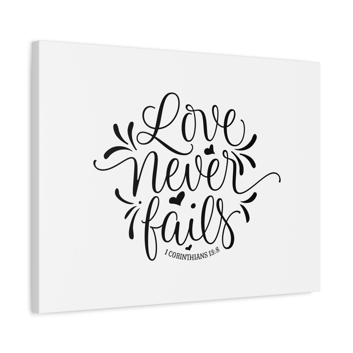 Scripture Canvas Love Never Fails 1 Corinthians 13:8 Christian Wall Art Bible Verse Print Ready to Hang