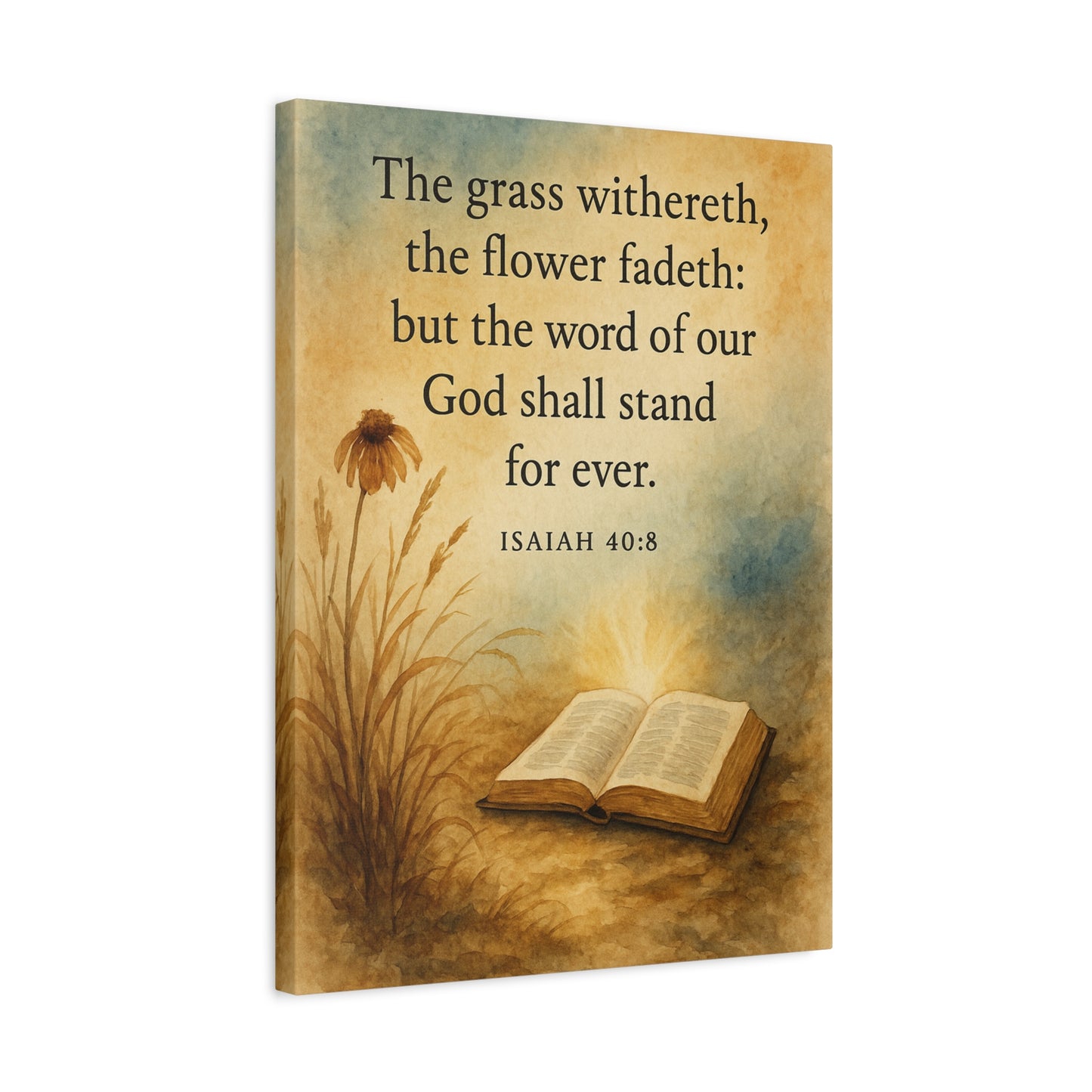 Bible Verse Canvas Isaiah 40:8 Christian Home Décor Wall Art Scripture Ready to Hang Faith Print