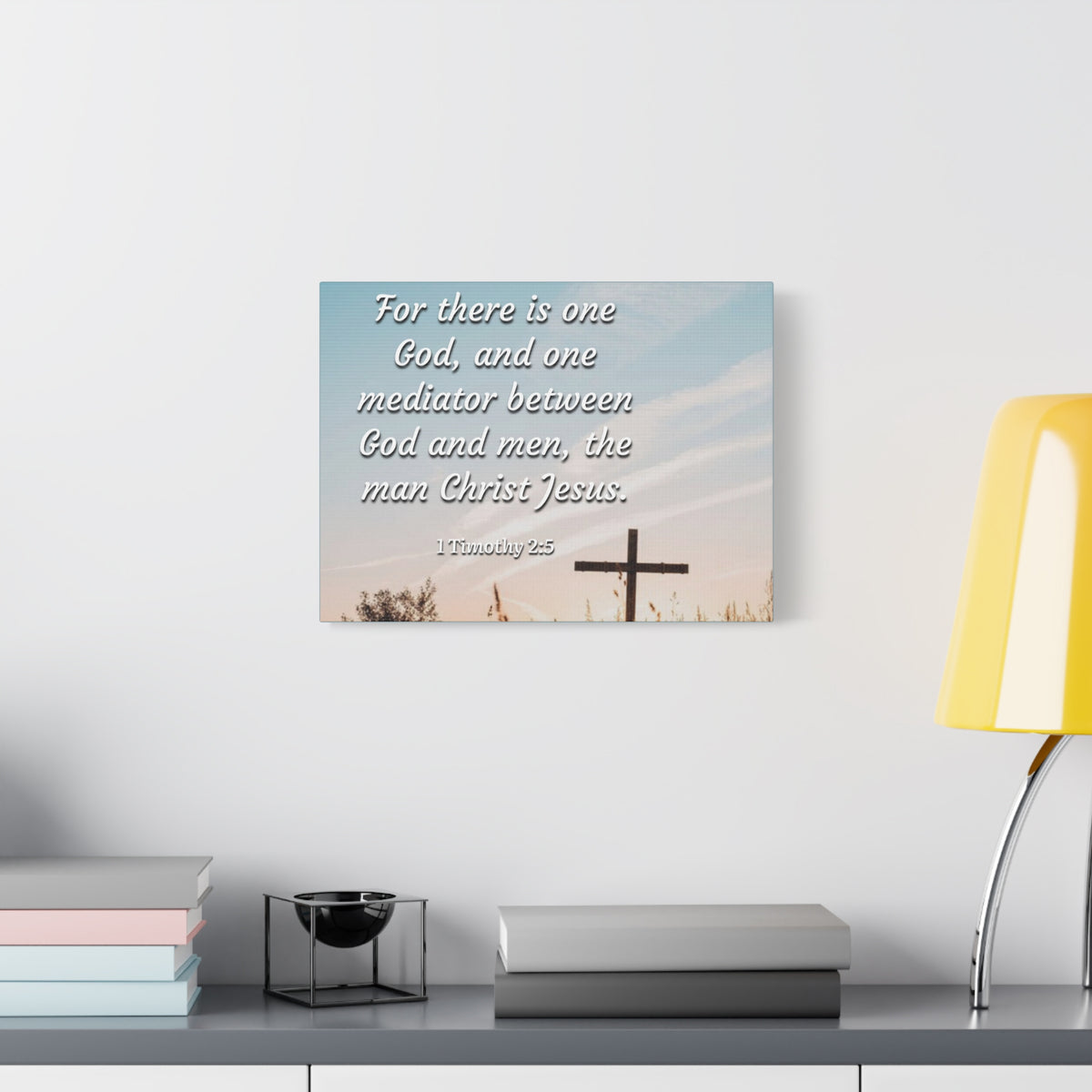 Scripture Canvas God And Men 1 Timothy 2:5 Christian Wall Art Bible Verse Print Ready to Hang