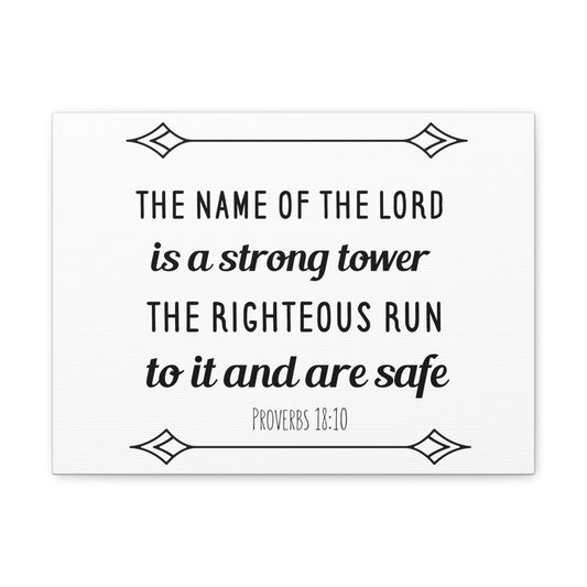 The Name Of The Lord Proverbs 18:10 Bible Verse Canvas Christian Wall Art Ready To Hang