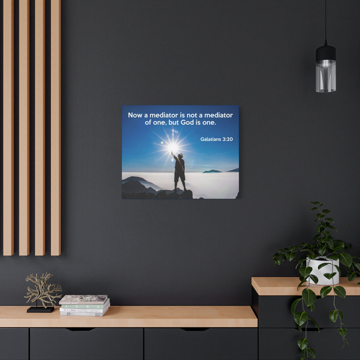 Scripture Canvas God is One Galatians 3:20 Christian Wall Art Bible Verse Print Ready to Hang