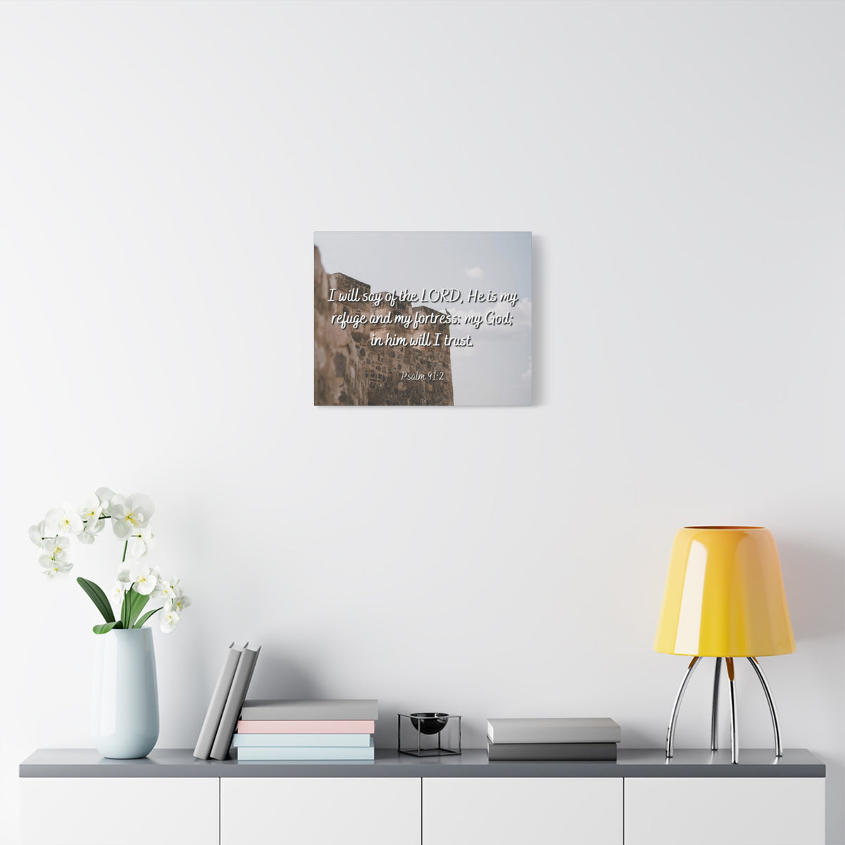 Scripture Canvas My Fortress Psalms 91:2 Christian Wall Art Bible Verse Print Ready to Hang