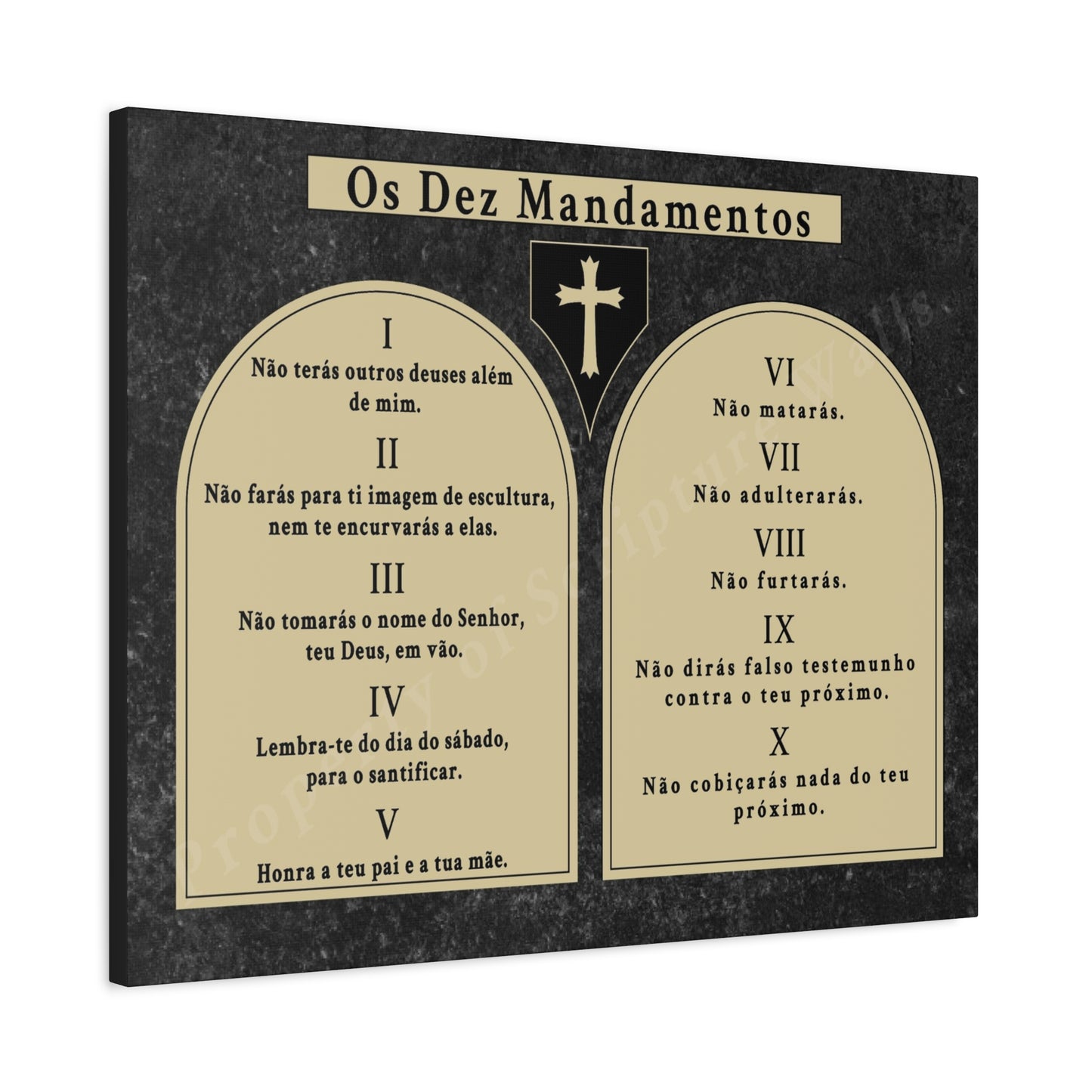Scripture Walls 10 Commandments Portuguese Tablets Bible Verse Canvas Christian Wall Art Ready to Hang Unframed