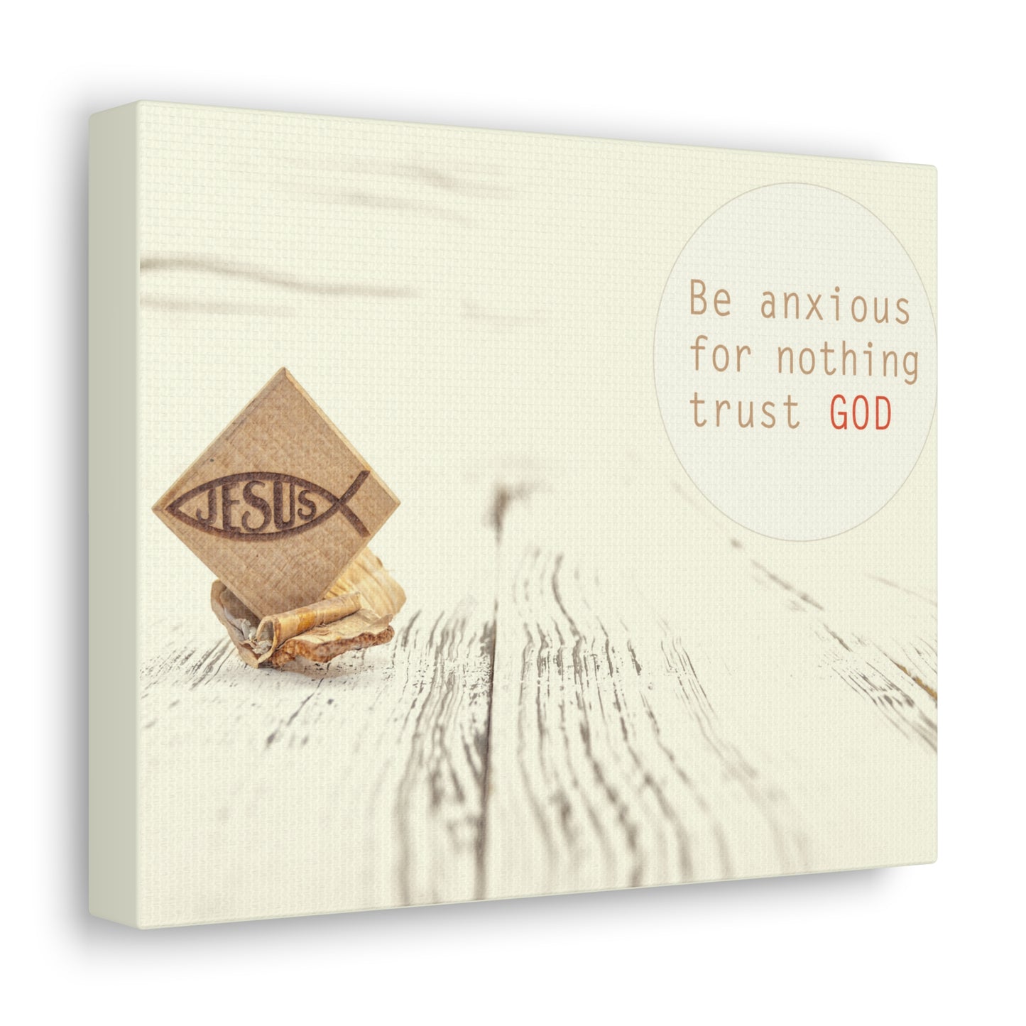 Trust God, Philippians 4:6 Jesus Fish Christian Wall Art Bible Verse Print Ready to Hang