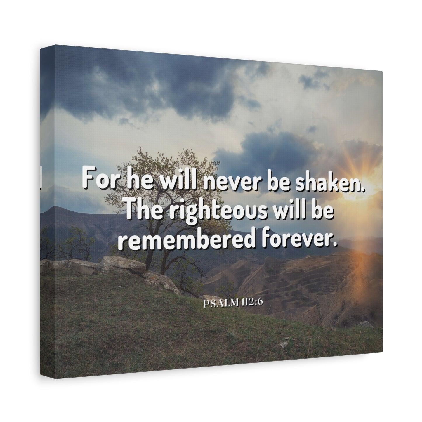 Scripture Canvas Remembered Forever Psalm 112:6 Christian Wall Art Bible Verse Print Ready to Hang