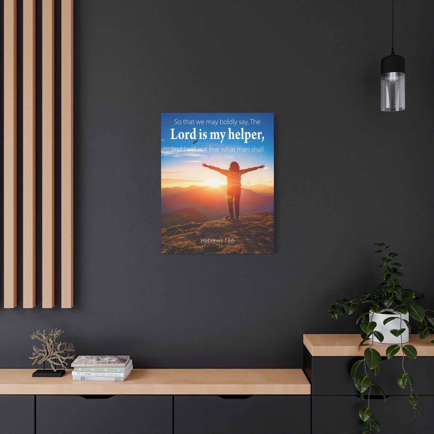 Scripture Walls Lord is My Helper Hebrews 13:6 Bible Verse Canvas Christian Wall Art Ready to Hang Unframed