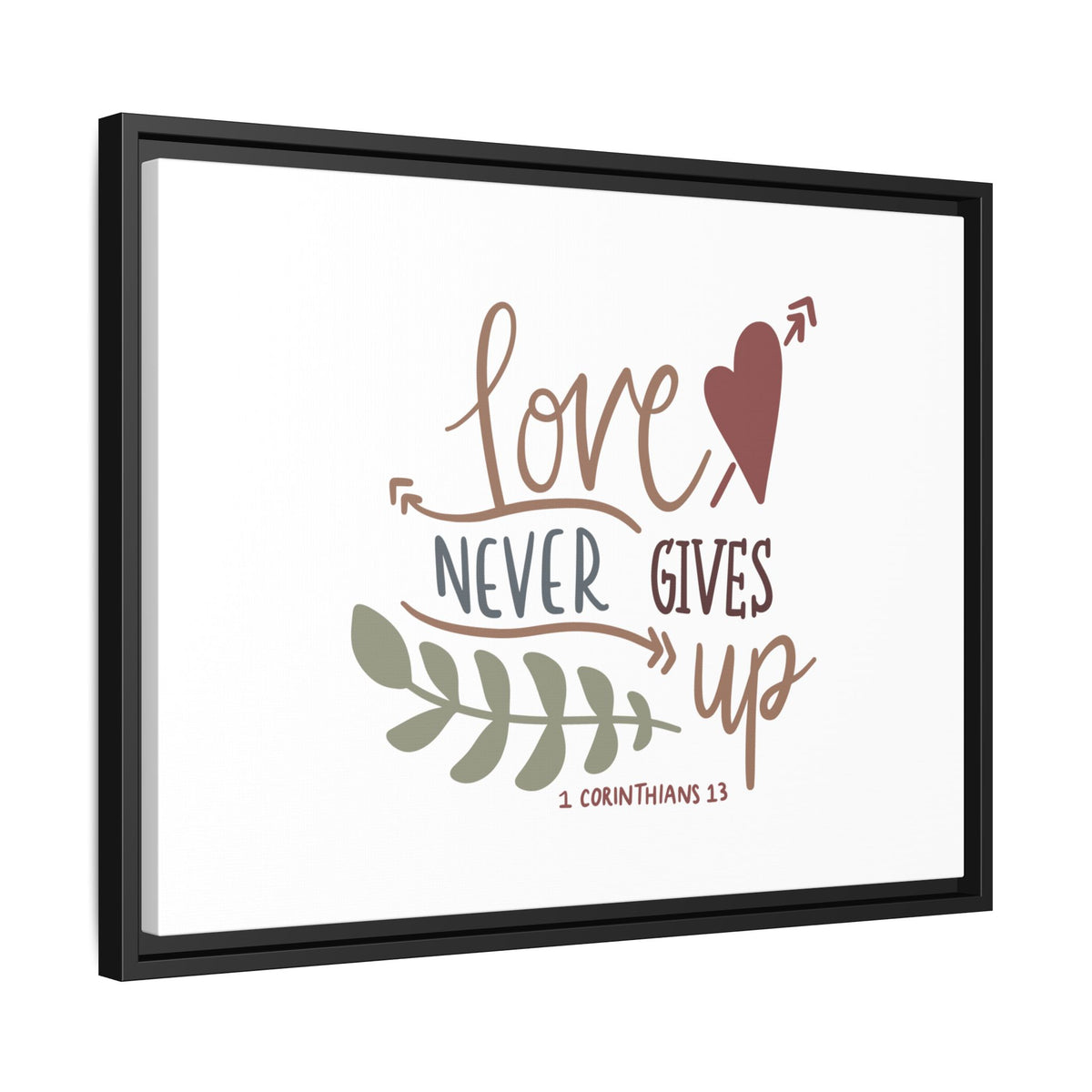 Scripture Canvas Love Never Gives Up 1 Corinthians 13 Christian Wall Art Bible Verse Print Ready to Hang
