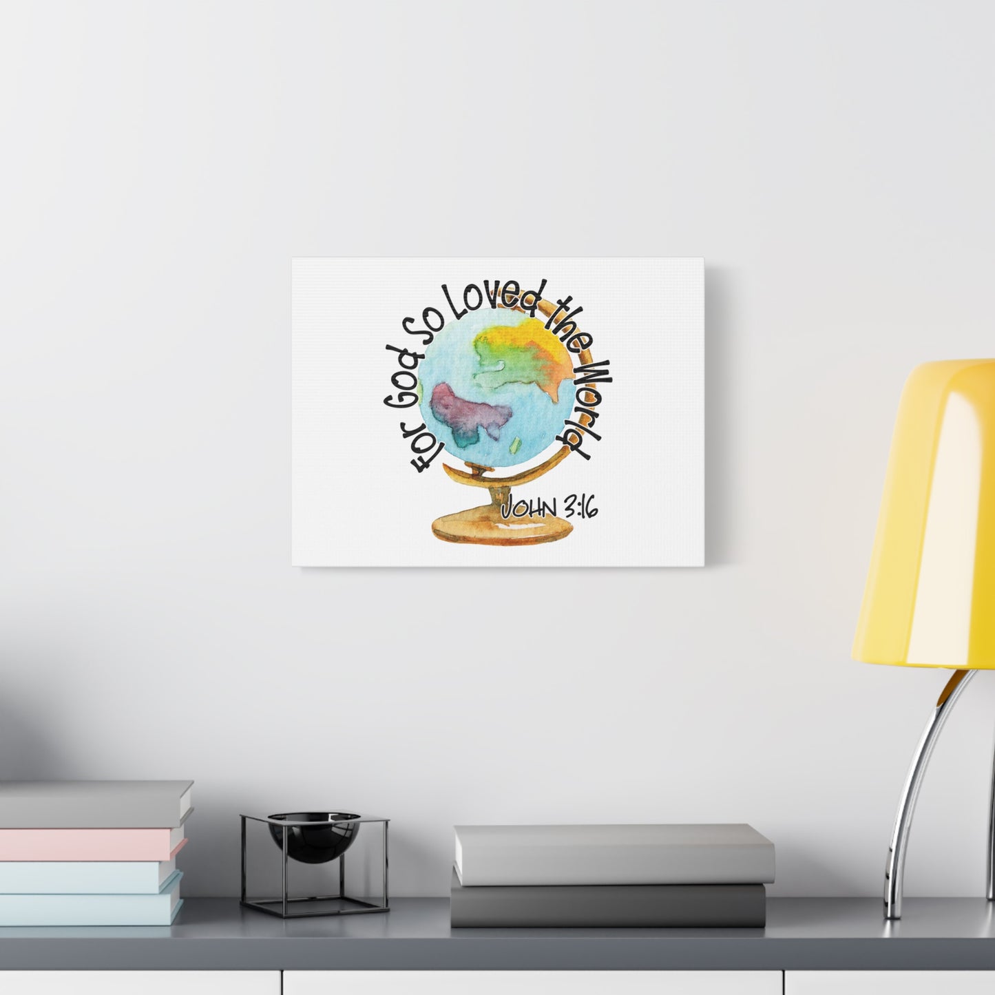 Scripture Canvas For God So Loved The World John 3:16 Christian Wall Art Bible Verse Print Ready to Hang