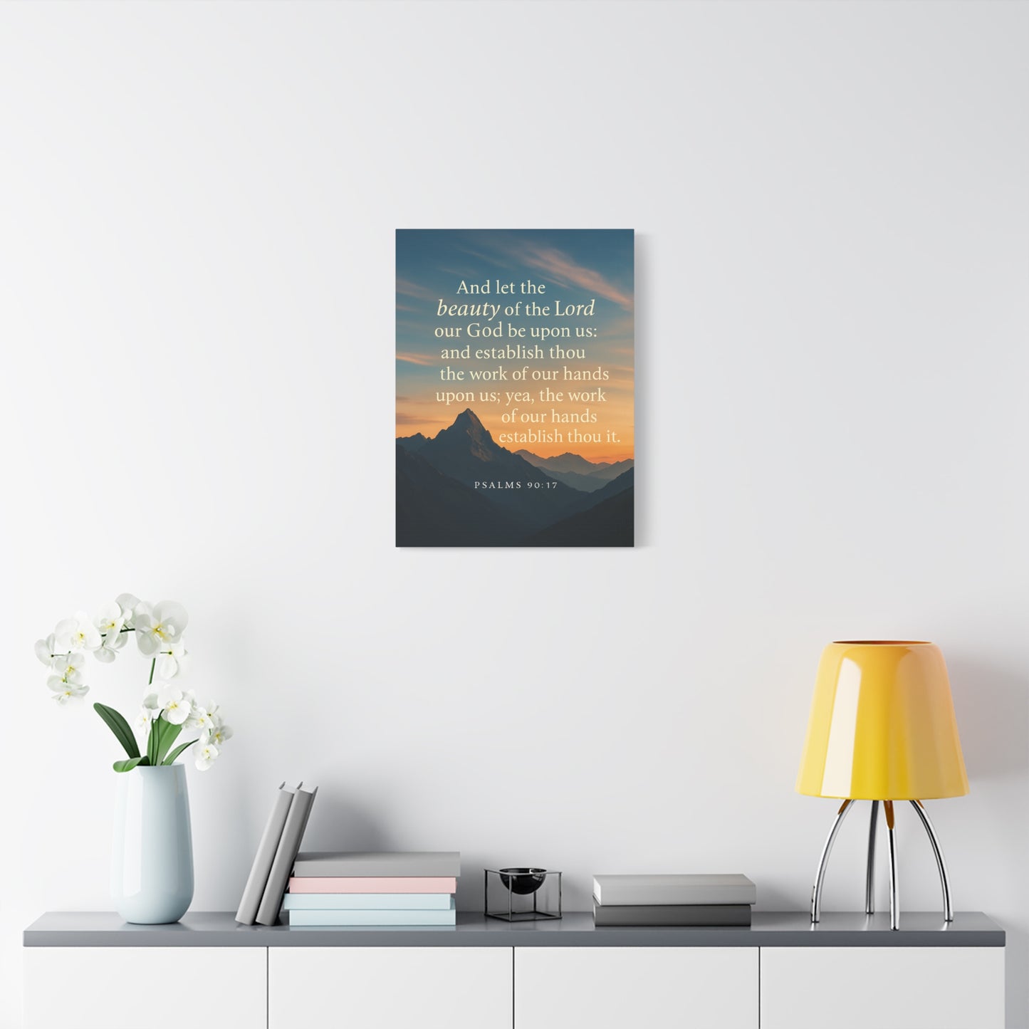 Bible Verse Canvas Psalms 90:17 Christian Home Décor Wall Art Scripture Ready to Hang Faith Print