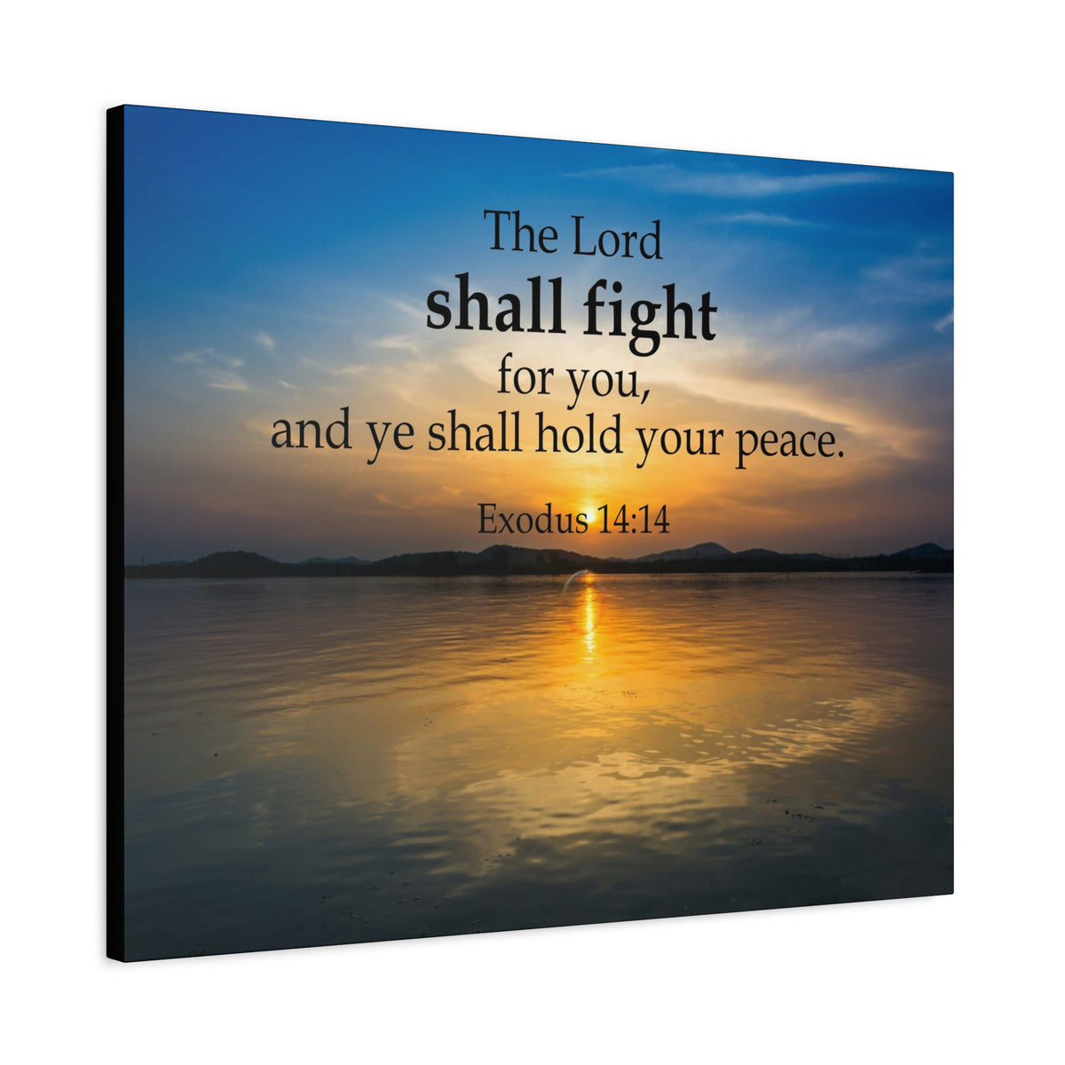 Scripture Canvas The Lord Shall Fight For You Exodus 14:14 Christian Wall Art Bible Verse Print Ready to Hang