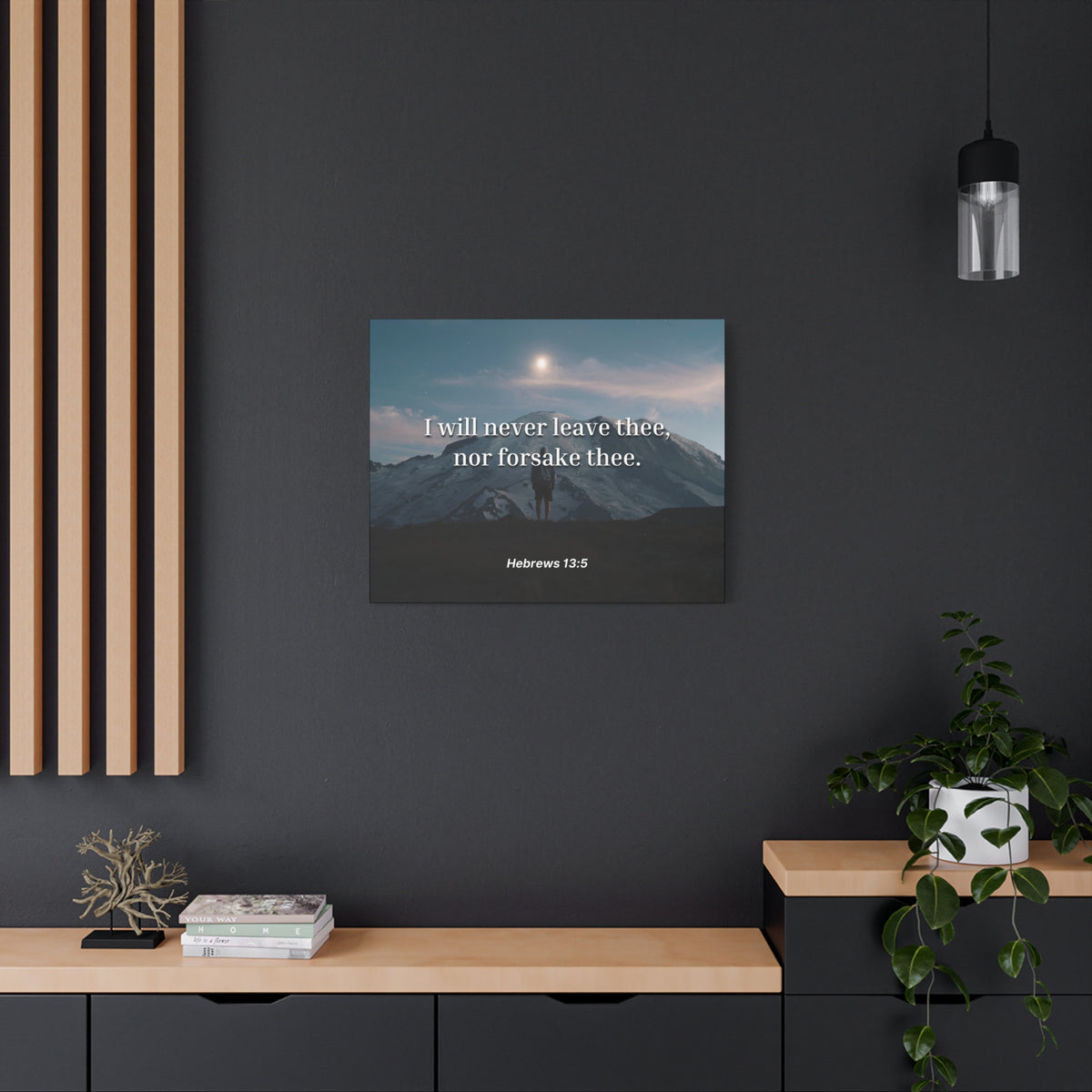 Scripture Canvas Be Content Hebrews 13:5 Christian Wall Art Bible Verse Print Ready to Hang