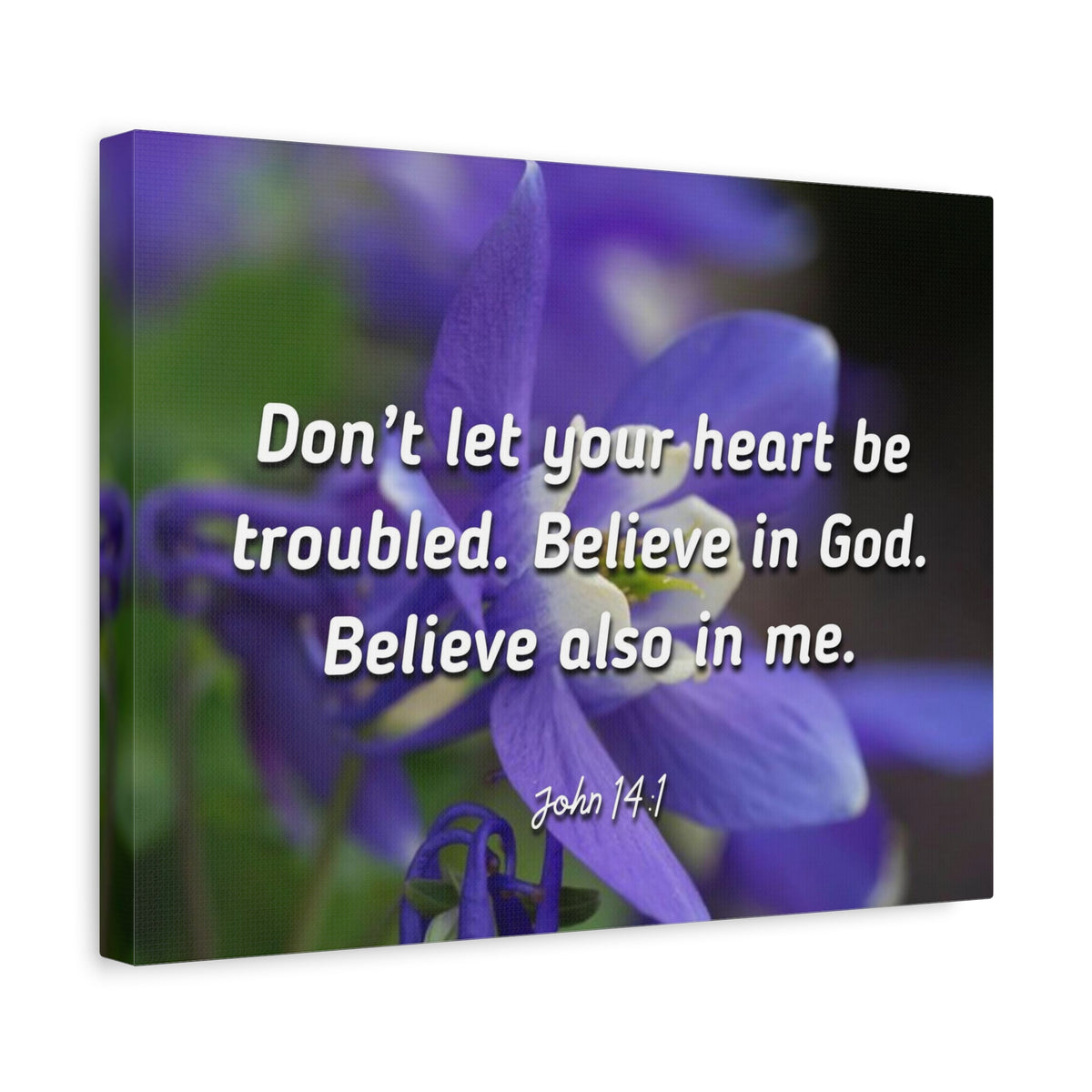 Scripture Canvas Believe In God, Believe Also In Me John 14:1 Christian Wall Art Bible Verse Print Ready to Hang