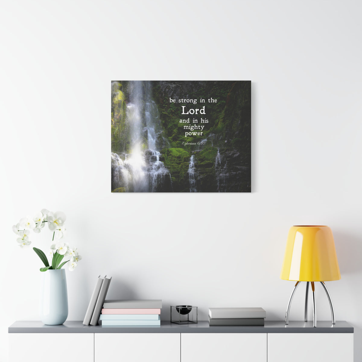 Scripture Canvas Be Strong In The Lord Ephesians 6:10 Christian Wall Art Bible Verse Print Ready to Hang