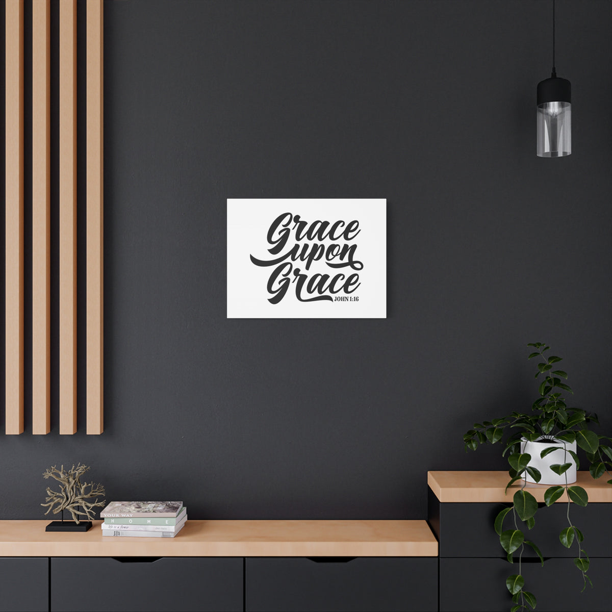Scripture Canvas Grace Upon Grace John 1:16 Christian Wall Art Bible Verse Print Ready to Hang
