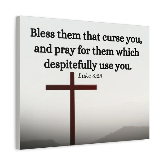 Scripture Canvas Pray For Them Luke 6:28 Christian Wall Art Bible Verse Print Ready to Hang
