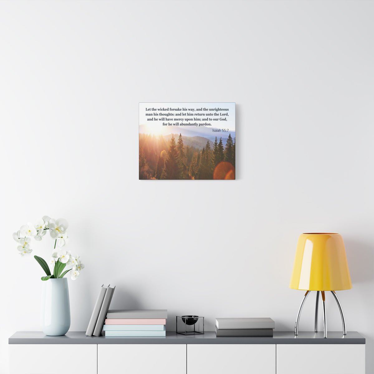 Scripture Canvas Abundantly Pardon Isaiah 55:7 Christian Wall Art Bible Verse Print Ready to Hang