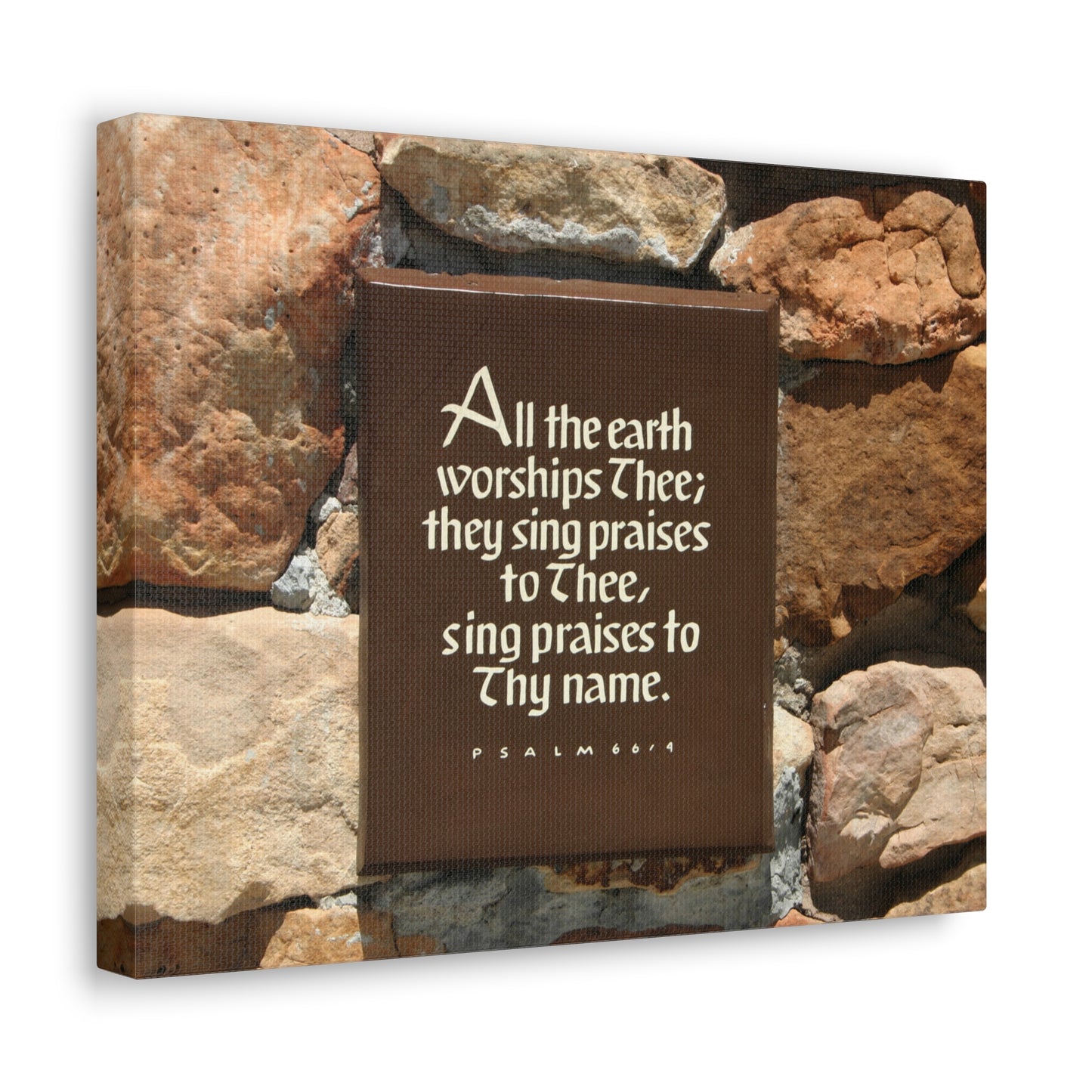 Worships Thee Psalm 66:4 Bible Verse Canvas Christian Wall Art Ready to Hang