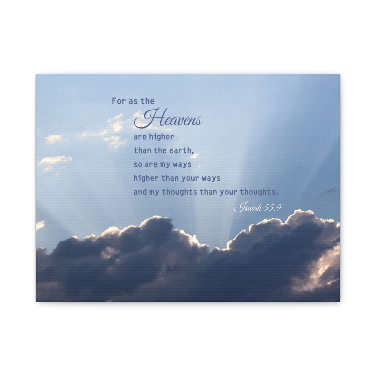 Scripture Canvas My Ways Isaiah 55:9 Christian Wall Art Bible Verse Print Ready to Hang