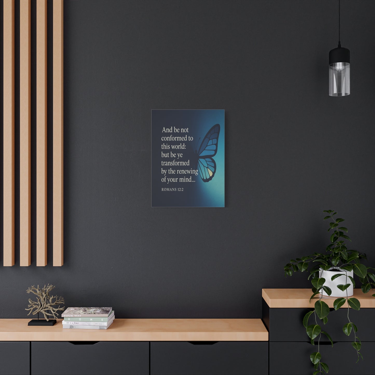 Bible Verse Canvas Romans 12:2 Christian Home Décor Wall Art Scripture Ready to Hang Faith Print