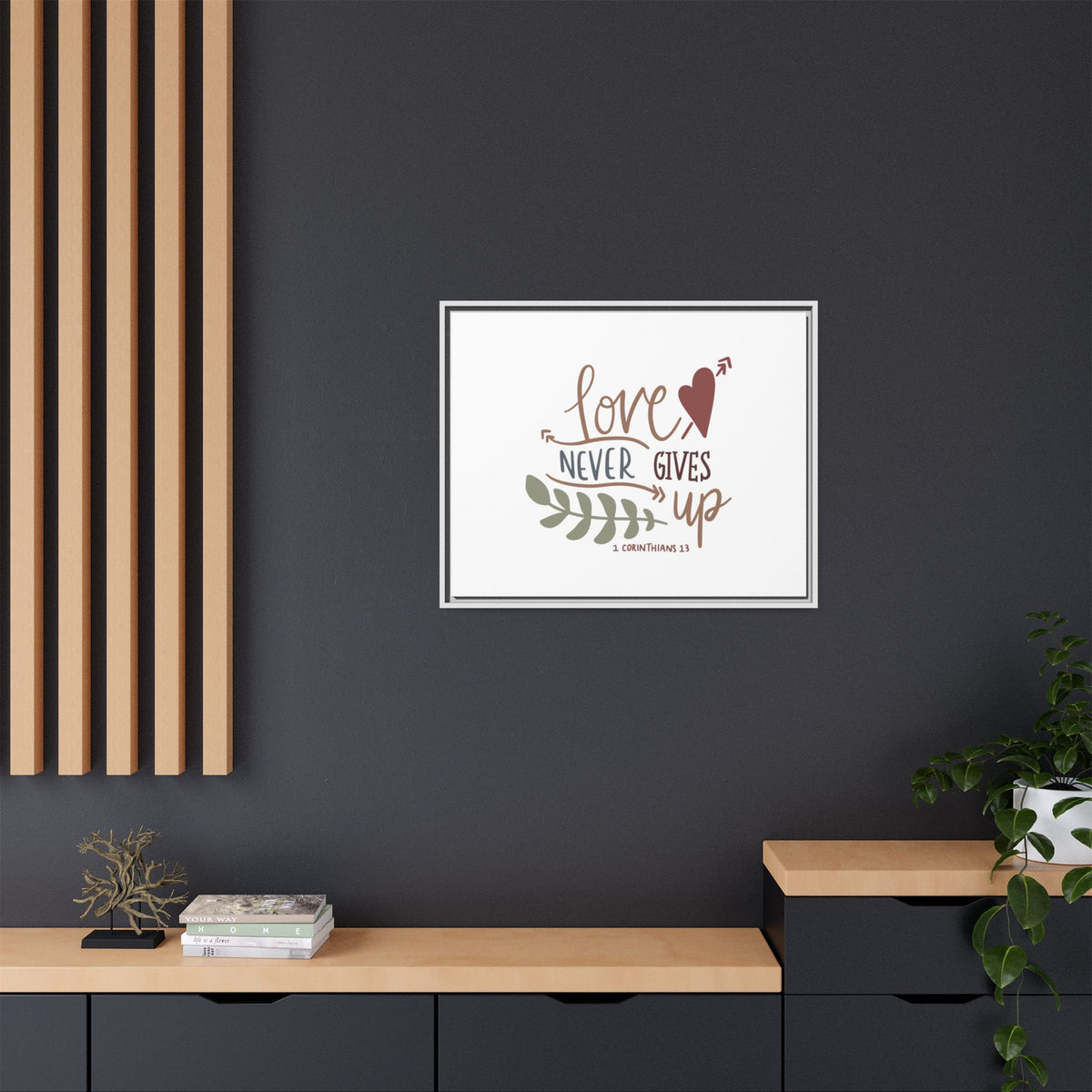 Scripture Canvas Love Never Gives Up 1 Corinthians 13 Christian Wall Art Bible Verse Print Ready to Hang