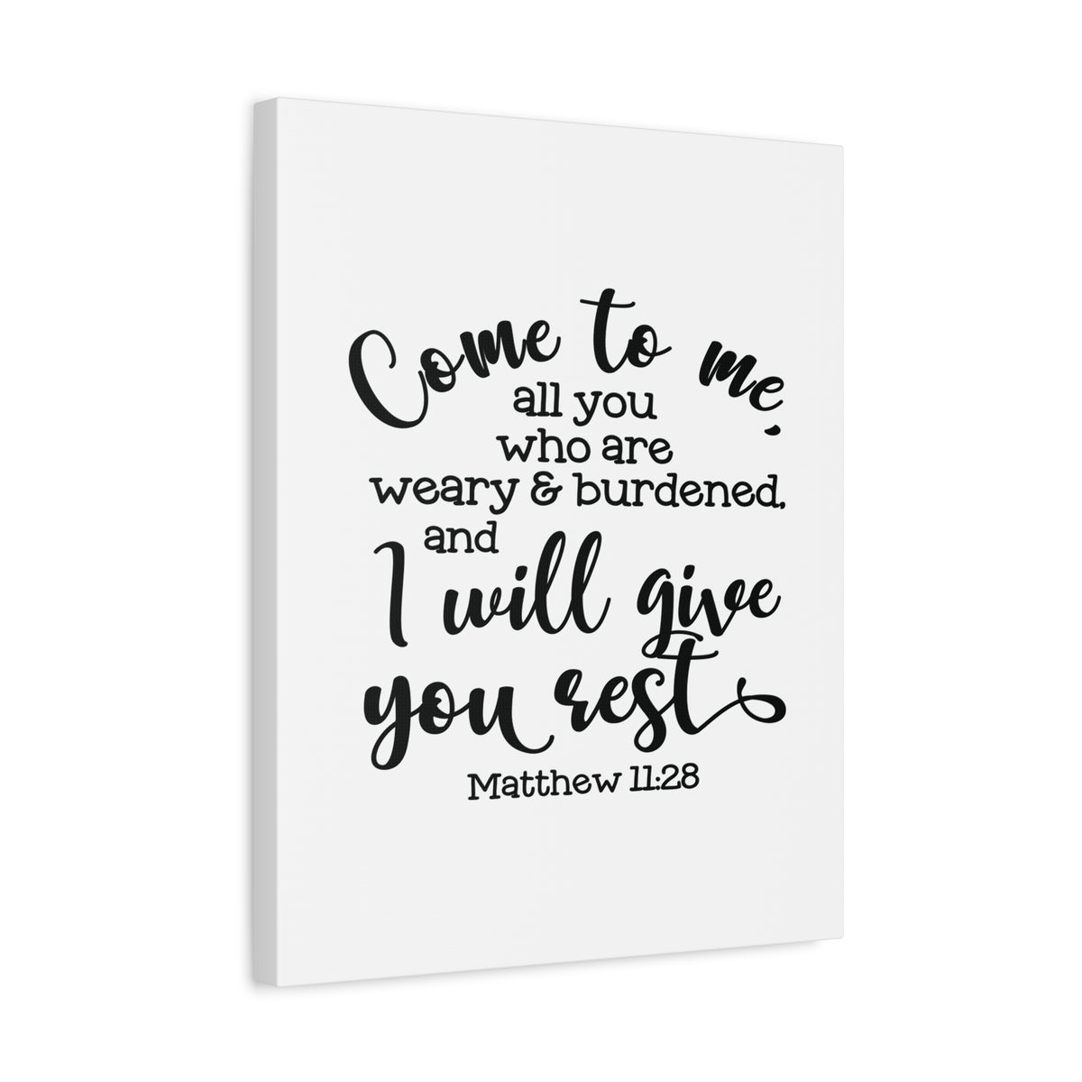 Scripture Canvas Give You Rest Matthew 11:28 Christian Wall Art Bible Verse Print Ready to Hang