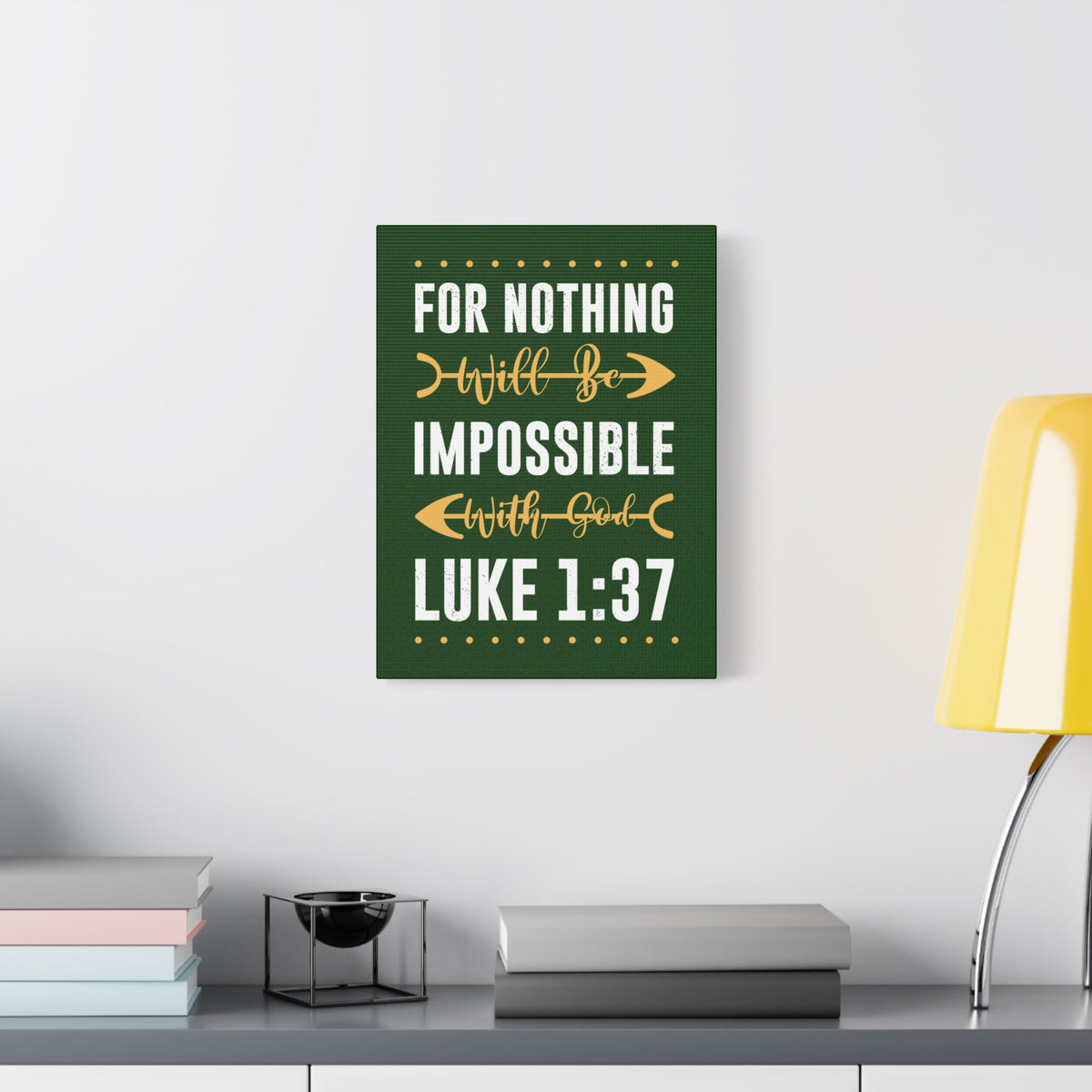 Scripture Canvas Nothing Impossible Luke 1:37 Christian Wall Art Bible Verse Print Ready to Hang