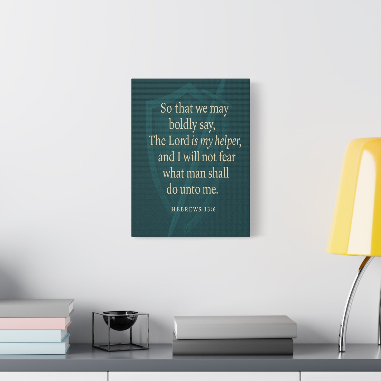 Bible Verse Canvas Hebrews 13:6 Christian Home Décor Wall Art Scripture Ready to Hang Faith Print