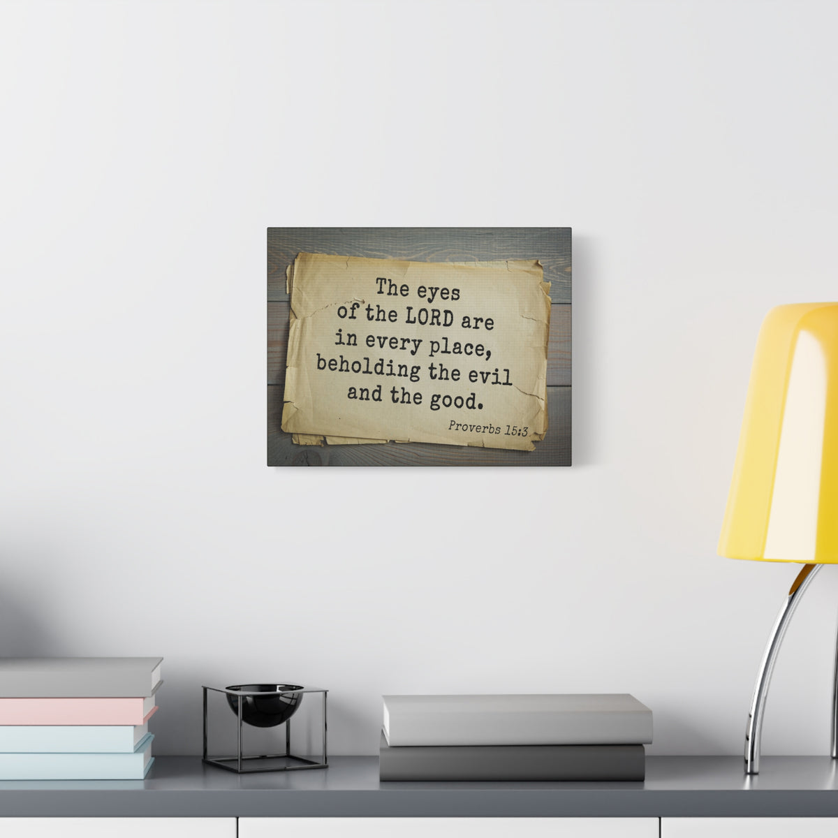 Scripture Canvas Eyes Of The Lord Proverbs 15:3 Christian Wall Art Bible Verse Print Ready to Hang