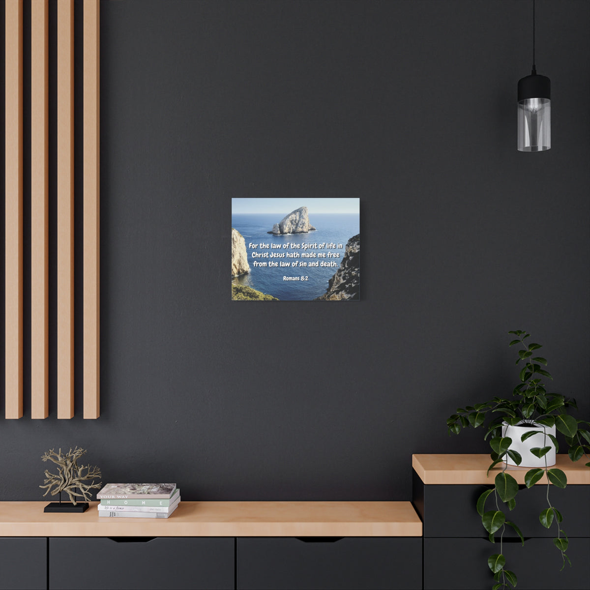 Scripture Canvas Spire Of Life Romans 8:2 Christian Wall Art Bible Verse Print Ready to Hang