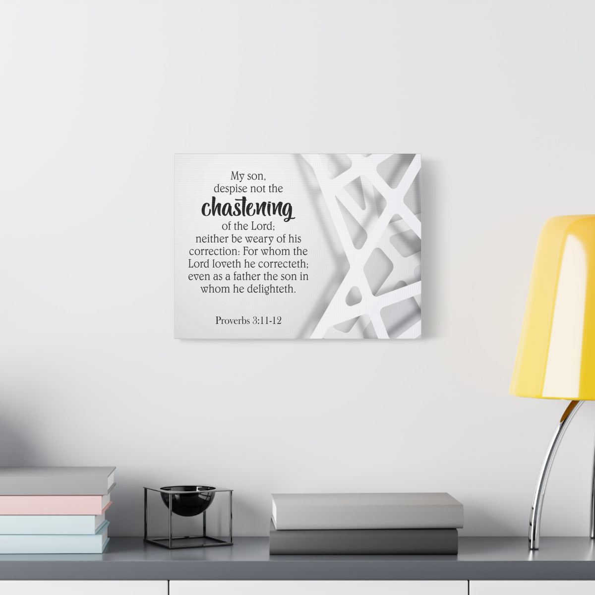 Scripture Canvas Chastening Proverbs 3:11-12 Christian Wall Art Bible Verse Print Ready to Hang