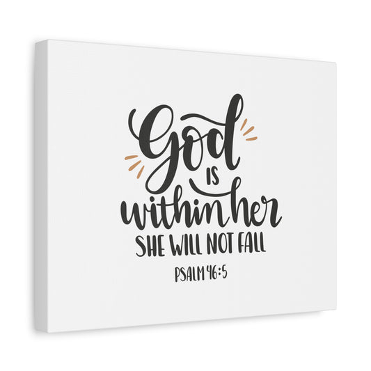 Scripture Canvas Within Her Psalm 46:5 Christian Wall Art Bible Verse Print Ready to Hang